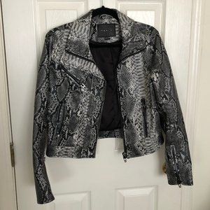Blank NYC Anaconda Snake Print Moto Leather Jacket size Small